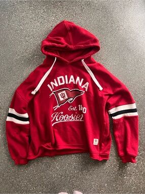 Indiana Hoosiers Pressbox Women's Super Pennant Pullover Hoodie - Crimson